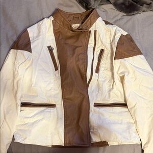 Dollhouse Brown and Cream Two-Tone Bomber Jacket